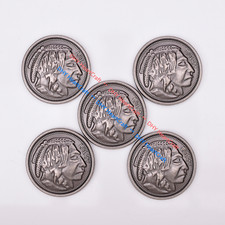 10PC Antique Silver Nickel Indian Head Screw Back Conchos For Leather Project