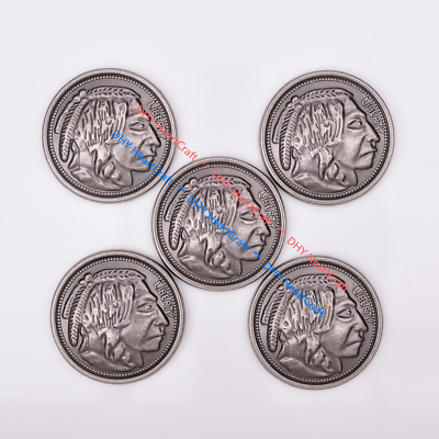 10-Pack Antique Brass Buffalo Nickel Conchos – Indian Head Screw Back For Leathercraft