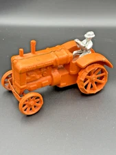 Allis Chalmers Repro Cast Iron Toy Tractor w/ Driver 7" Orange Hubley Style