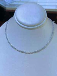 Authentic 10Ct Round Cut Real Moissanite Tennis Choker Necklace 18K White Gold Plated