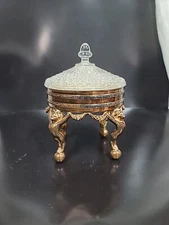 Vintage WB Mfg Co (Weidlich Brothers) Glass & Cast Metal Vanity Box, 436 C
