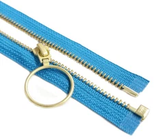 YKK #5 20" or 21" Brass with Ring Cramper Pull Metal Jacket Zipper Separating 