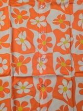 Hawaiian Button Up Shirt Short Sleeve Floral Orange Yellow White Men's L New