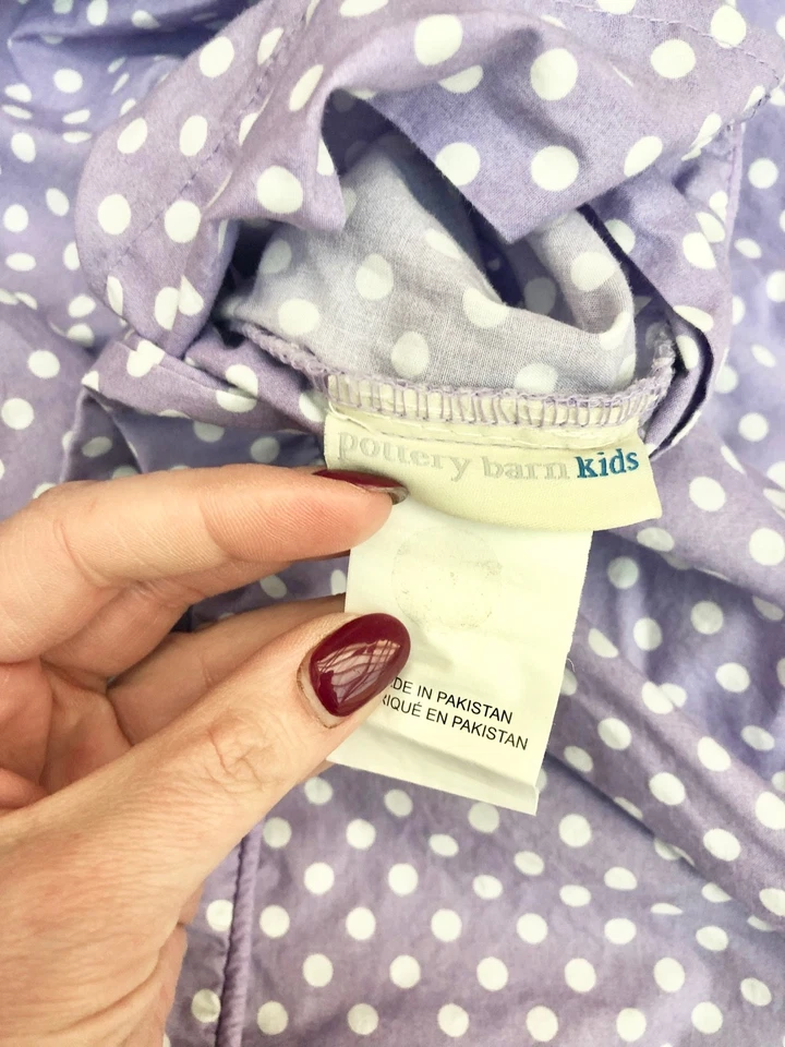 Funda nórdica Pottery Barn niños adolescentes cama doble púrpura lunares algodón orgánico Foto 2 de 4