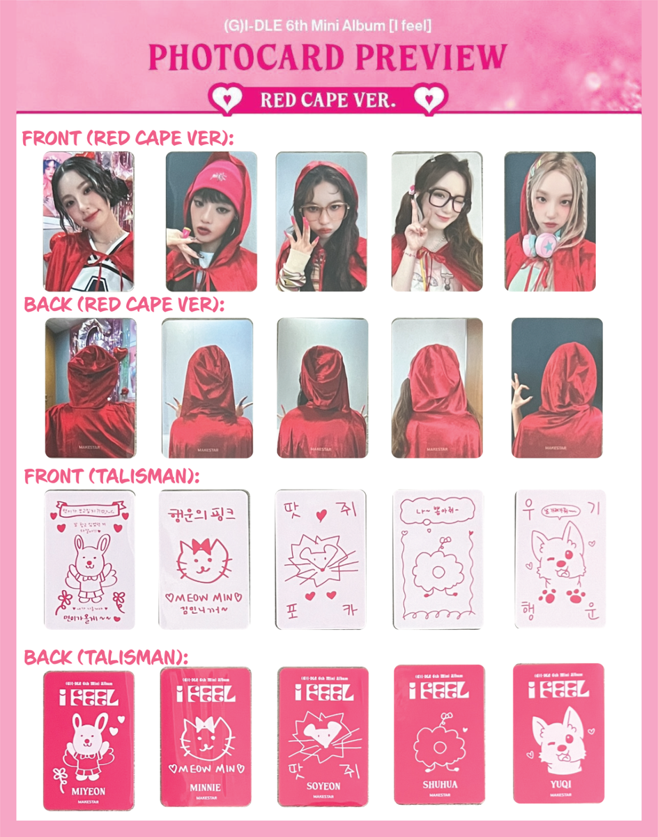 G)I-DLE I Feel Mini Album PHOTOCARD MAKESTAR POB RED CAPE TALISMAN