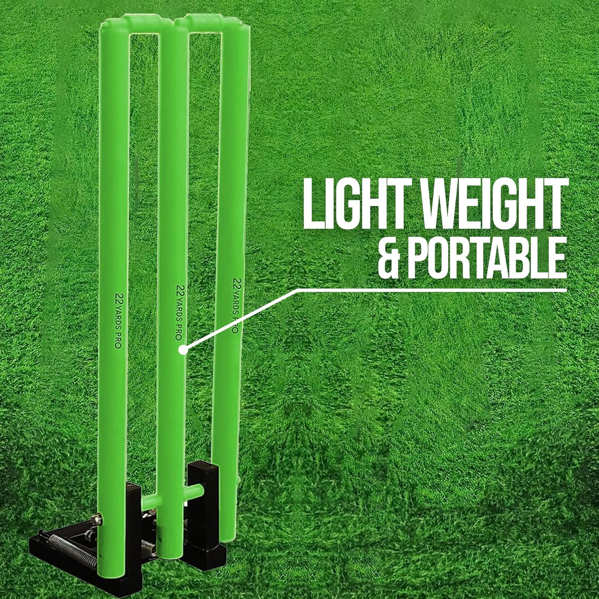Maxx Cricket Stumps Wooden Spring Return & Bails Natural Metal Base Full Size wicket
