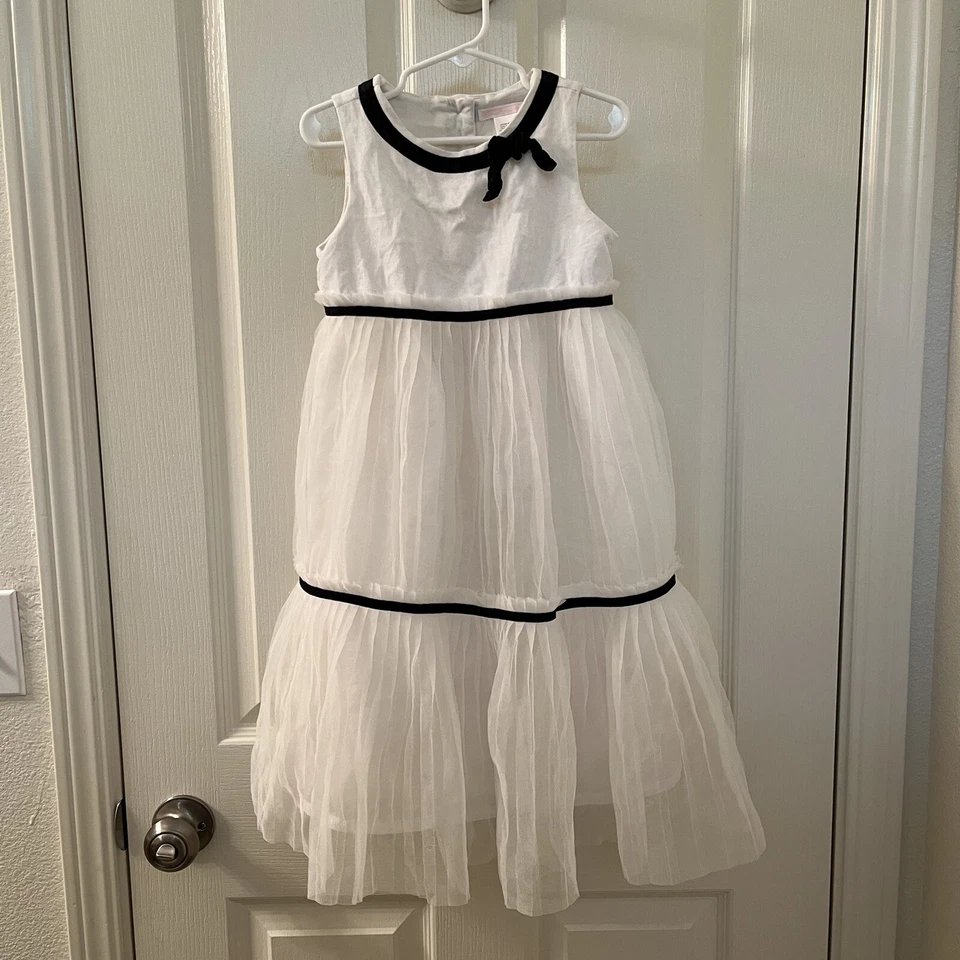 Janie and Jack Holiday Portrait Elfenbein Stufen Plissee Tüll Kleid Mädchen Größe 5T