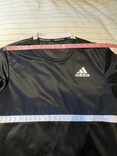 Adidas Men's Tennis Court Crew Neck Black White Climate Top T Shirt S/M - Picture 5 of 7