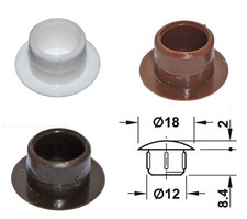 * LARGE PLASTIC COVER CAPS in WHITE LIGHT  & DARK BROWN for 12mmØ (½") HOLES  *