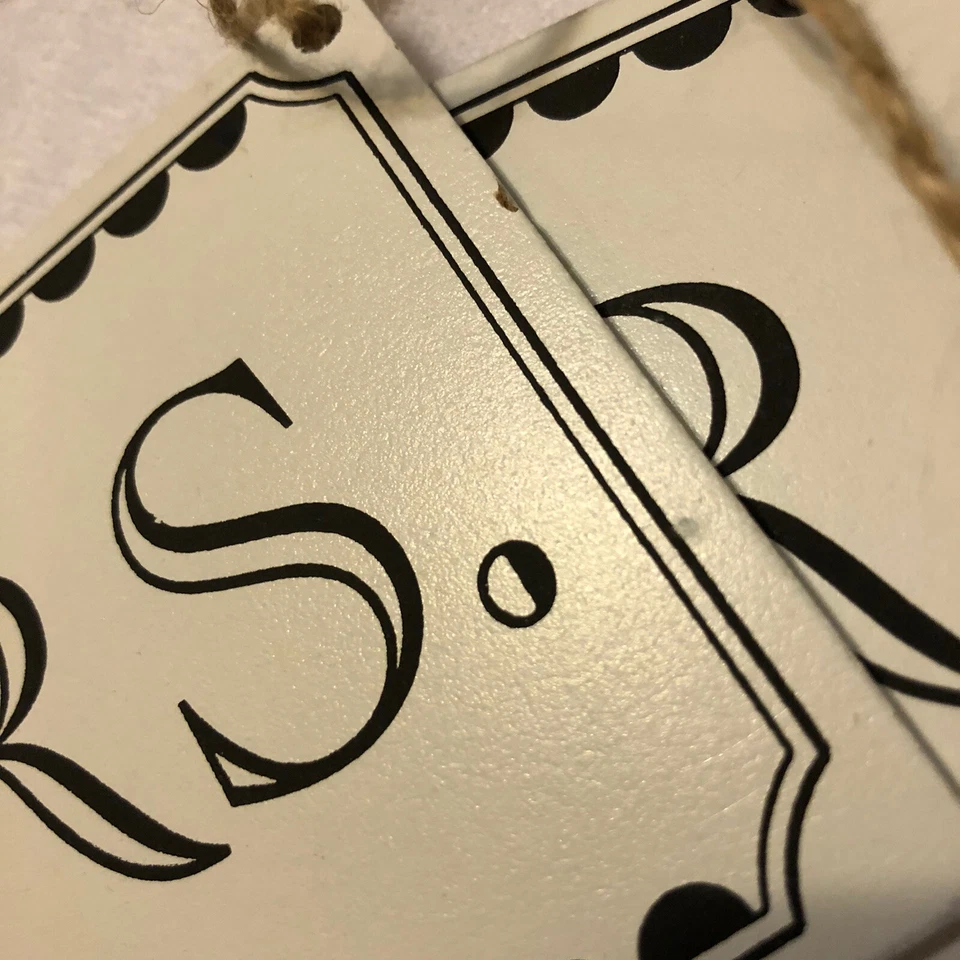 Mr Mrs Chair Signs for Wedding Engagement Party Decor Black & White Hanging - Image 3 of 4