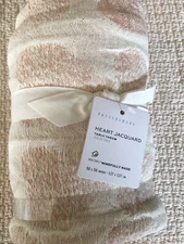 Pottery Barn Heart Jacquard 50x50 Table Throw NWT