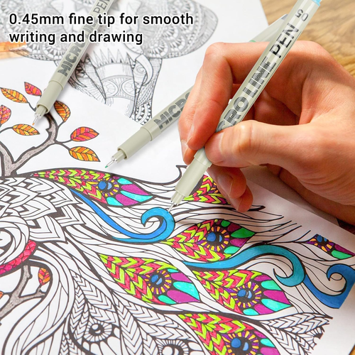12 Colored Micro Pens 05, Fineliner Pens Waterproof Archival  Set, No Bleed Draw - Bild 3 von 8