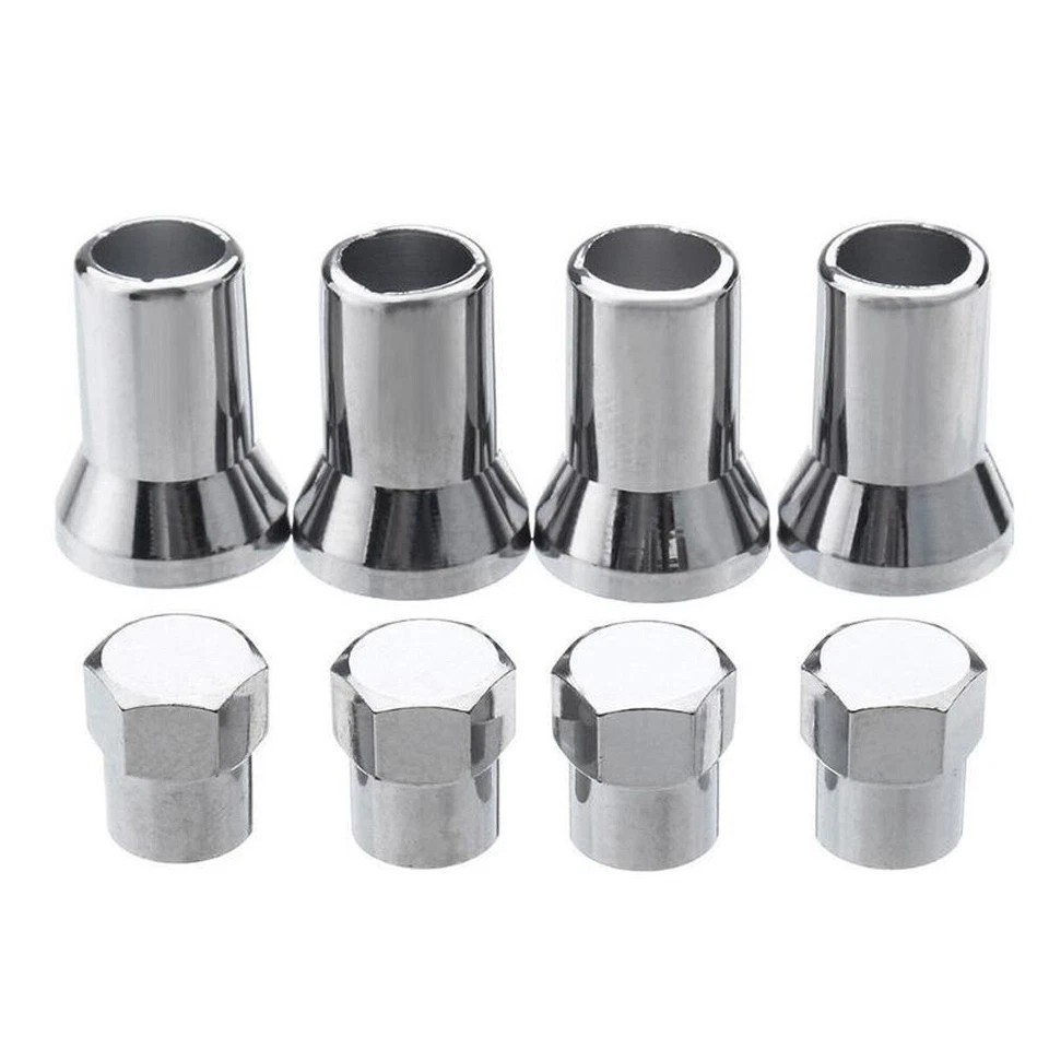 4 Sets Universal TPMS Chrome Valve Stem Sleeve Covers Cap Kit Car Accessories - Image 2 of 4