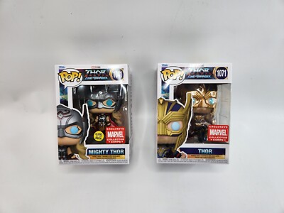 2 Pack Funko Pop Thor + Mighty Thor 1041 1071 Glows in Dark Marvel Love Thunder
