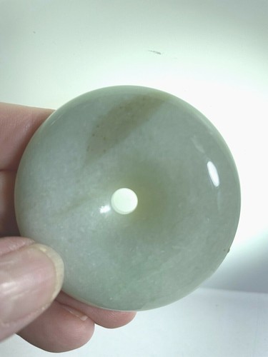 Certified Jade Donut Pendant Grade A 100% Natural Green 55x12mm Health Wealth - Picture 2 of 6