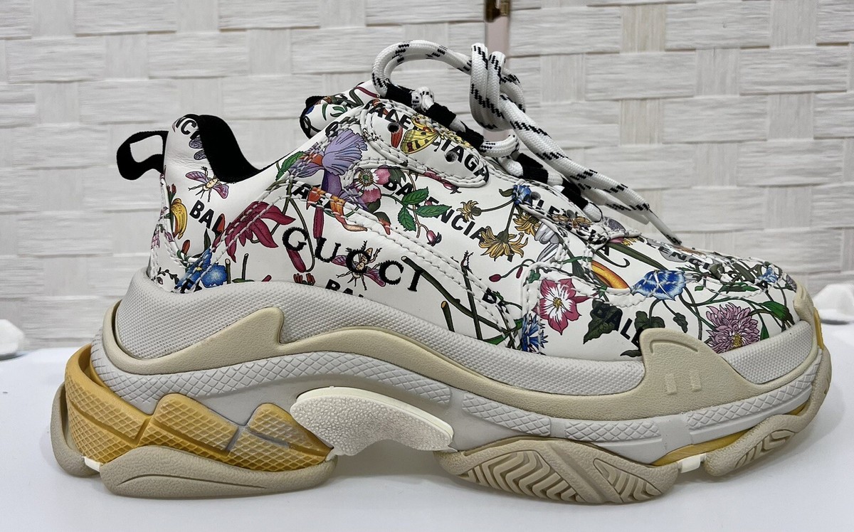 未使用　GUCCI　BALENCIAGA　コラボ　パンプス　フラワー　36 Gucci Balenciaga Hacker Project Triple S Women's Sneaker
