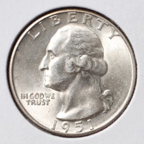 1951-D 25C Washington Quarter + UNC - Brilliant  *90% Silver* (actual coin)