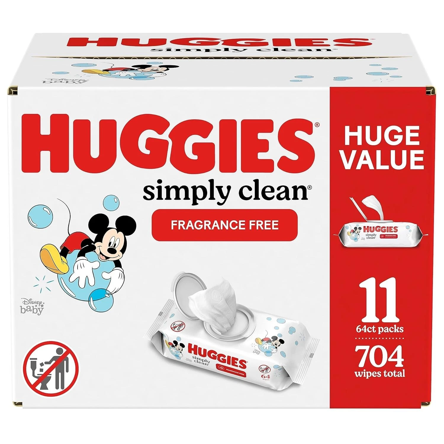 Huggies Simply Clean Fragrance-Free Baby Wipes 64 Count Pack of 11 704 Wipes ...