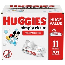 Huggies Simply Clean Fragrance-Free Baby Wipes 64 Count Pack of 11 704 Wipes ...