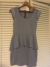 Vintage Guess Jeans Dress Size Small Studded Shoulders Charcoal Gray Stretch 90s
