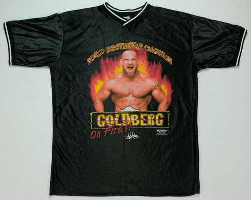 Rare VTG NOVEL TEEZ Goldberg On Fire 1998 Jersey T Shirt 90s WCW Wrestling SZ XL