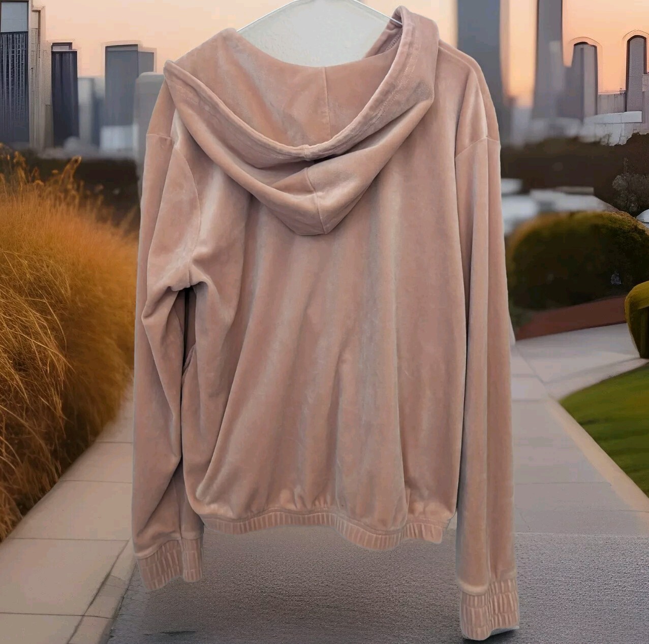 Felpa con cappuccio FILA rosa 1 4 zip velluto velluto donna taglia large morbida comoda