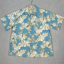 VTG Cooke Street Hawaiian Shirt Mens XXL Blue Tropical Short Sleeve Honolulu