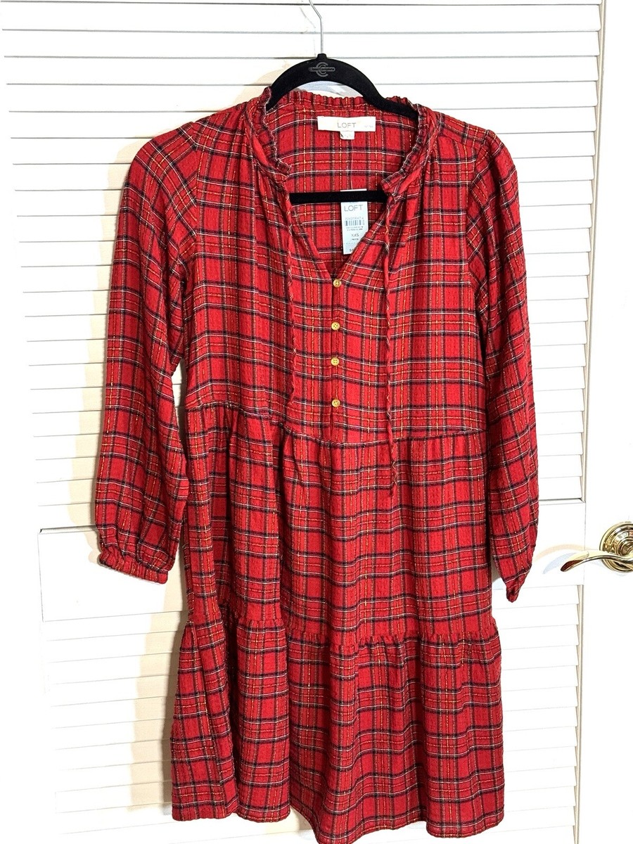 red plaid holiday dress women Shira Dress in Holiday Plaid main image 0