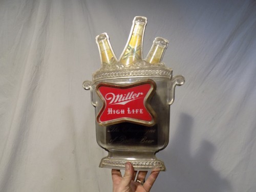 1960s MILLER CHAMPAGNE OF BEER LIGHTED BAR BUCKET SIGN VINTAGE HIGH LIFE NOS?