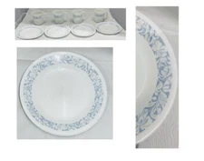 VINTAGE Corelle Bread Plates & Mugs 10 oz. SEA AND SAND  Blue, Tan, White  8-Pc