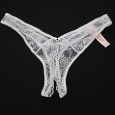 Victoria's Secret Bottomless Open High Leg Thong Lace Panty M L XL