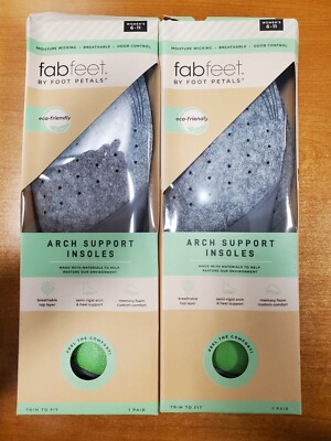 2 Pairs: Fab Feet Foot Petals Women s Size 6-11 Arch Support Insoles (7590-W3A)