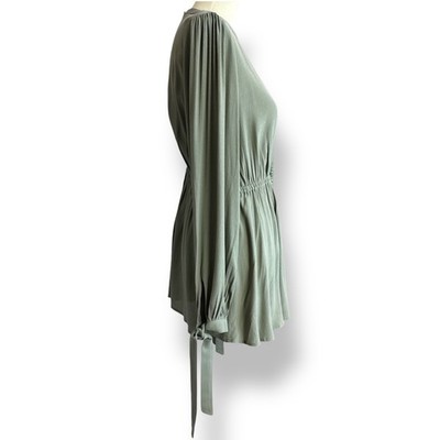 H&M Mama Maternity Long Sleeve Peplum Blouse L Sage Green Tie Cuff Top   | eBay