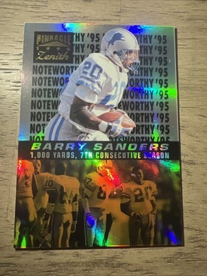1996 Pinnacle Zenith Barry Sanders Noteworthy '95  #8 NM+
