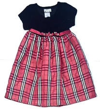 Brooke Lindsay Girls Christmas Dress Black Velvet Top Plaid Taffeta Skirt Size 5