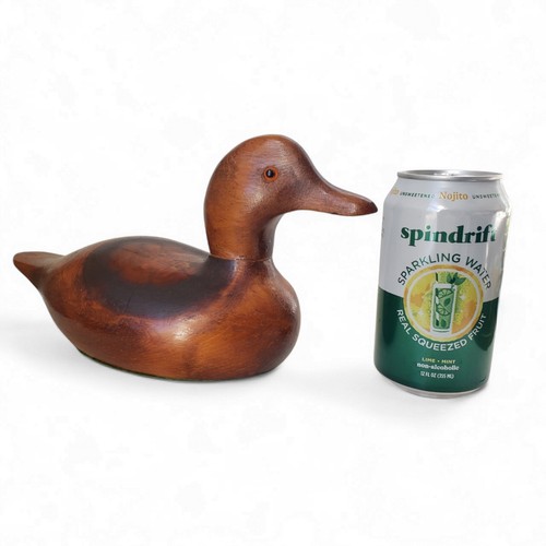 Vintage intagliato a mano Mallard Duck esca legno vetro occhi decorazione arte popolare - Foto 2 di 10