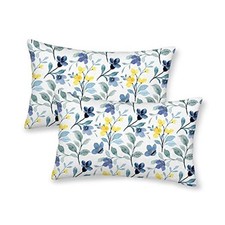 Yellow Blue Lumbar Pillow Covers 12x20 Set 20" x 12" Pack of 2 Blue Yellow