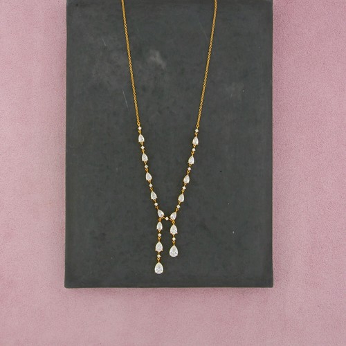 sterling silver gold plate pear-cut cz drop necklace size 17-19in