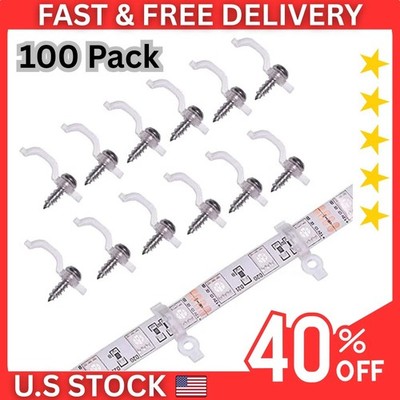 100 Pack Strip Light Mounting Bracket,Transparent Fixing Clips for 10Mm Wide IP6