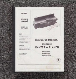 4 ⅛" JOINTER-PLANER OWNER'S OPERATOR MANUAL FITS SEARS CRAFTSMAN 1993 149.236223