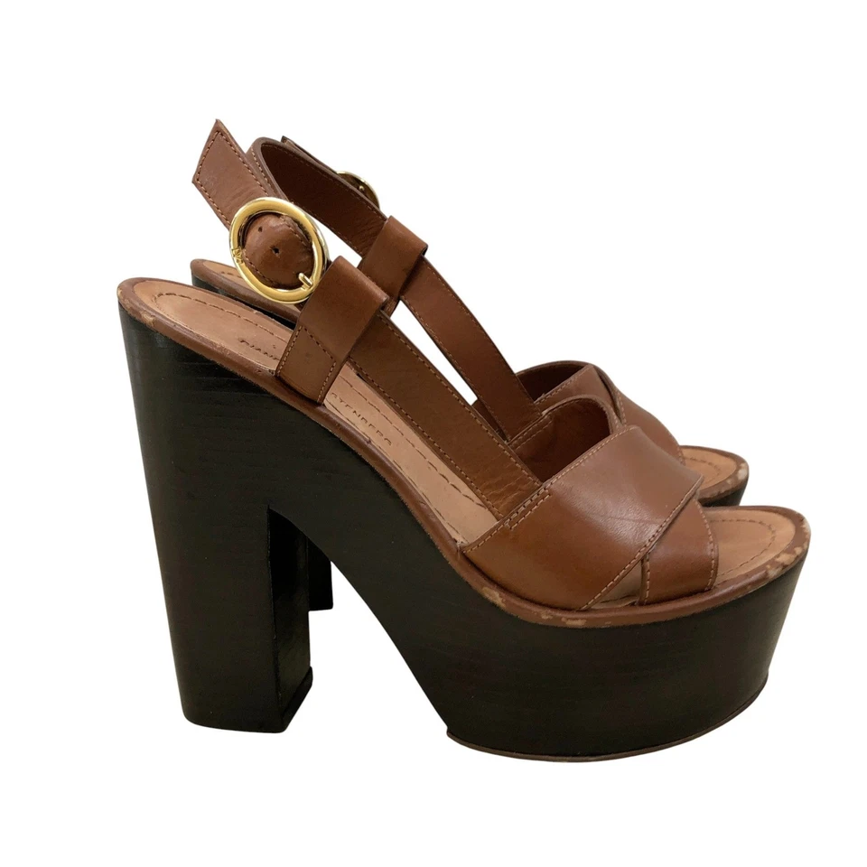 Sandalias Diane von Furstenberg para mujer 6 tacones con plataforma de cuero marrón Foto 2 de 4