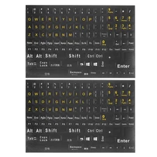 English Stickers, 2pcs Cover Style 7, Black Background Yellow Lettering