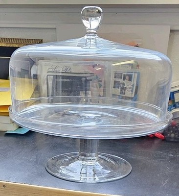 Studio 3B Crystal Footed Cake Stand with Cover 12'' wide x 11'' high