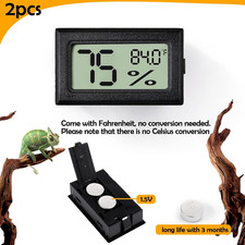 2 PCS Rectangle Reptile Thermometer and Humidity Gauge for Bearded Dragon Acc...