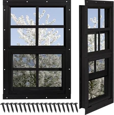 2PK Shed Windows 24x36 Tempered Glass Flush Mount w/ Screen for Coop Barn Garage
