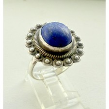 SOUTHWESTERN STYLE VINTAGE 925 STERLING SILVER LAPIS LAZULI RING SIZE 7 AT
