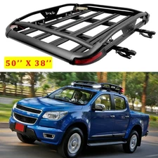 Roof Rack Luggage Cargo Basket + Cross Bars W/ LED Light For Chevrolet Colorado