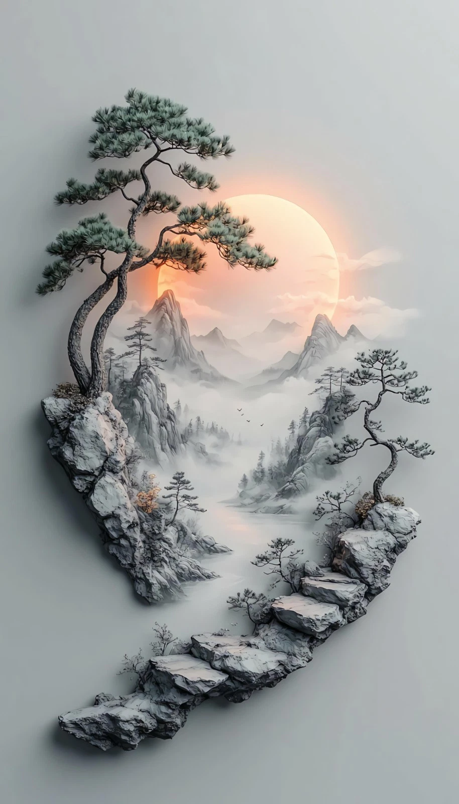 Japanese Sun Tree Modern Asian Painting Wall Art Framed Canvas Pictures
Opens in a new window or tab