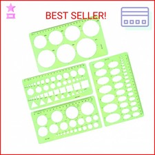Circle Template for Drawing Drafting, 4Pcs Plastic Circle/Oval/Triangle Shape St