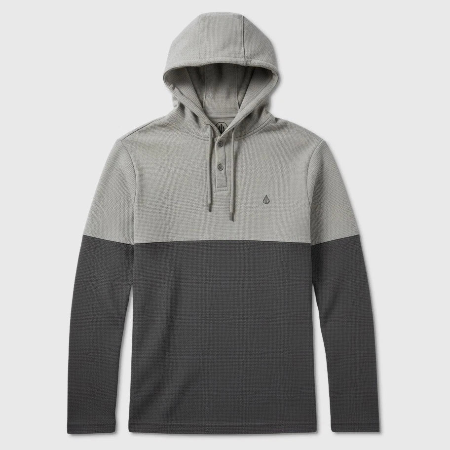 Volcom Nunez Colorblocked Thermal Shirt Hoodie - NWT Mens Medium - #48434-C5